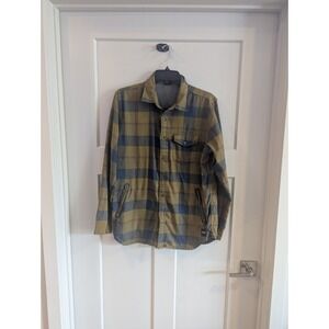 Oakley Flannel Long Sleeve Button Up Casual Shirt Men's Medium Gold Blue‎ Plaid